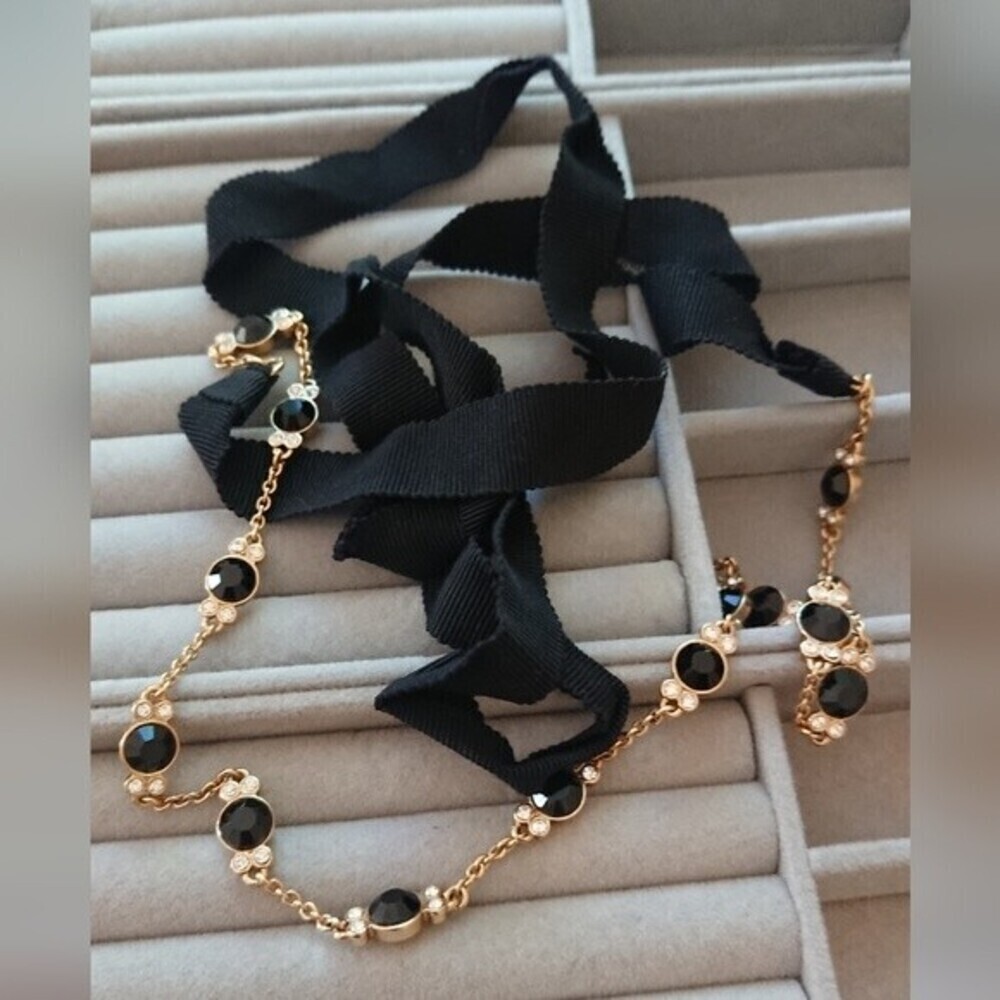 J. Crew Ribbon-Tied Long rhinestones Necklace